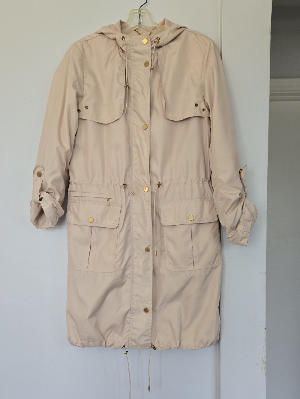 Ellen Tracy Light Beige Hooded Utility Anorak